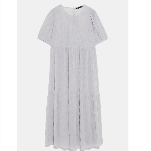 Zara NWT flowy blue/lavenders embroidered dress. - Picture 4 of 9